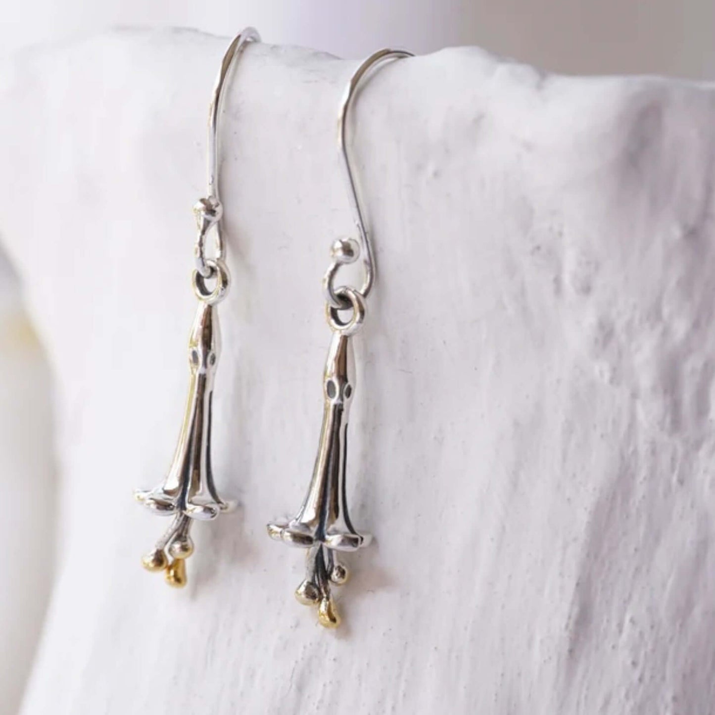 Foxglove Bloom Earrings – Sterling Silver & Gold Accents - Twelve Silver Trees