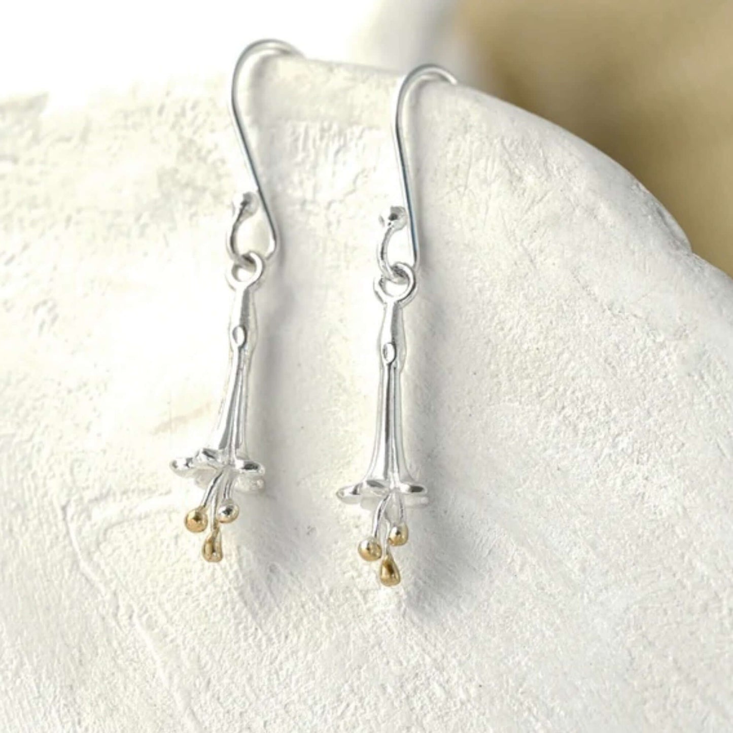 Foxglove Bloom Earrings – Sterling Silver & Gold Accents - Twelve Silver Trees