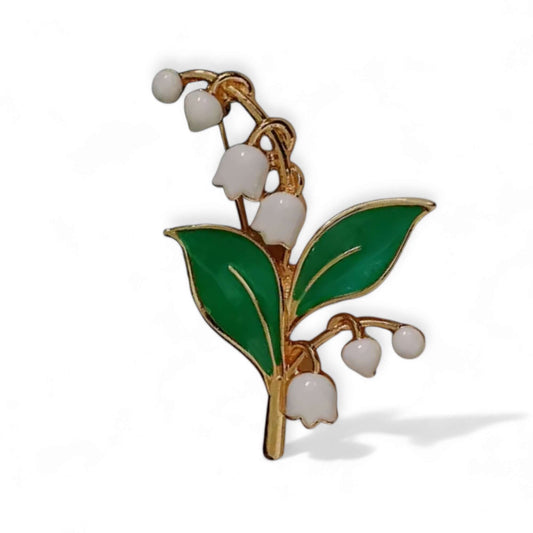 Lily of the Valley Enamel Flower Brooch - Twelve Silver Trees