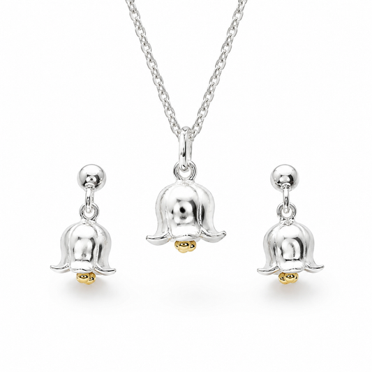 Lily of the Valley Jewellery Gift Set in Sterling Silver & Gold - Twelve Silver Trees