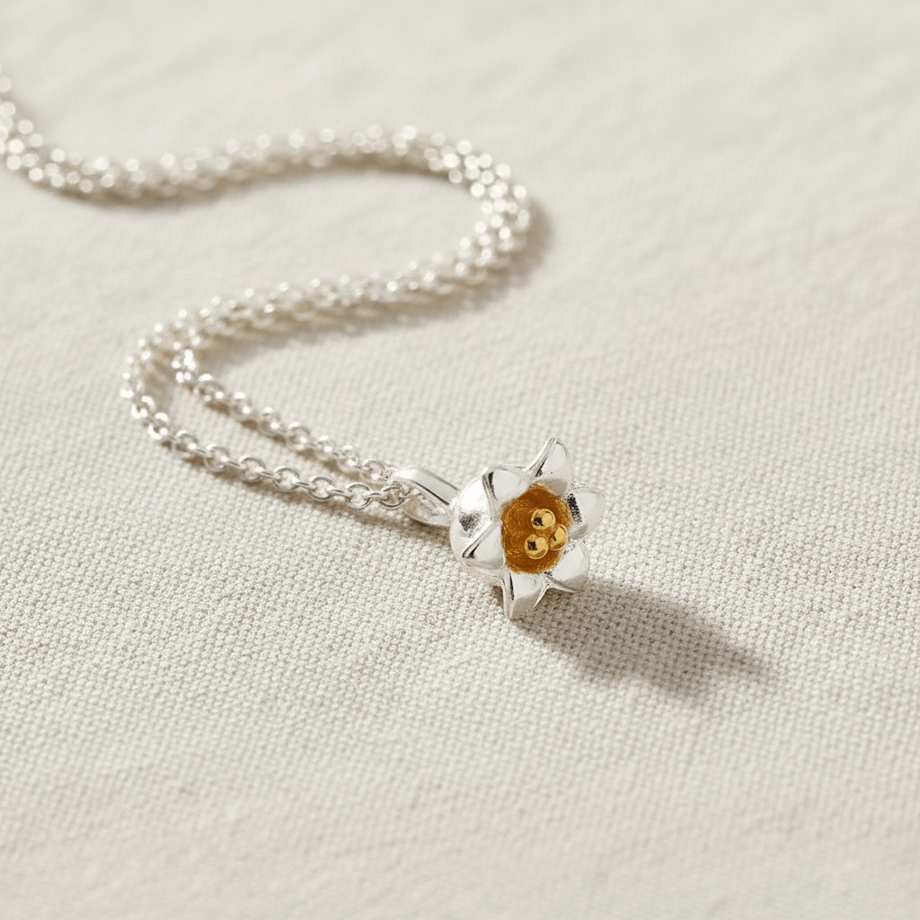 Lily of the Valley Pendant Necklace in Sterling Silver & Gold - Twelve Silver Trees