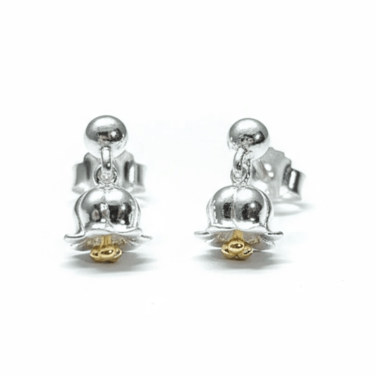 Lily of the Valley Stud Earrings in Sterling Silver & Gold - Twelve Silver Trees