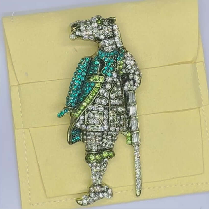 Dandy Swordsman Bejewelled Anthropomorphic Horse Brooch - Twelve Silver Trees