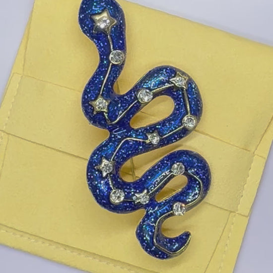 Celestial Snake Enamel Brooch - Twelve Silver Trees