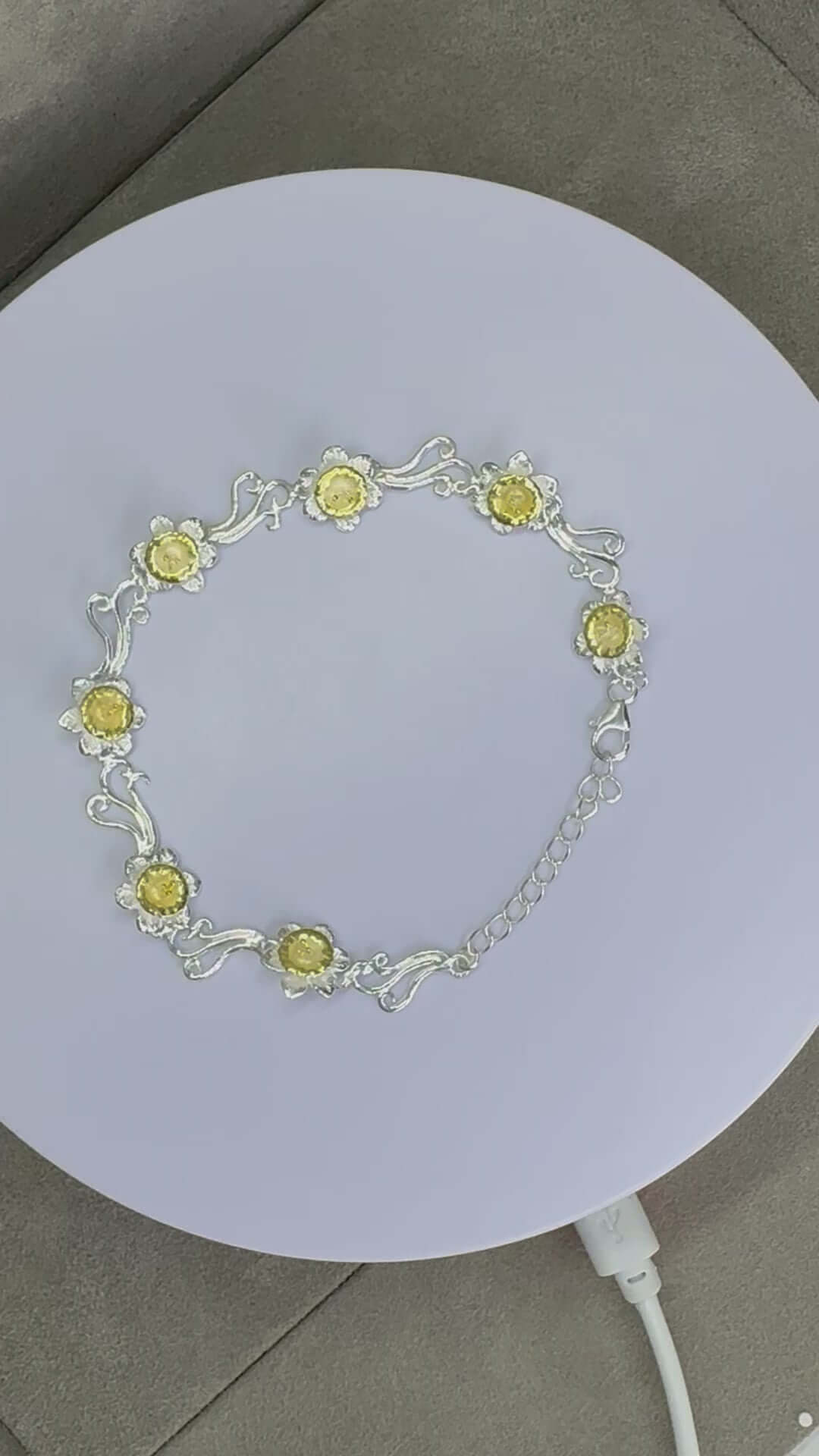 Handmade Sterling Silver Daffodil Flower Link Bracelet - Twelve Silver Trees