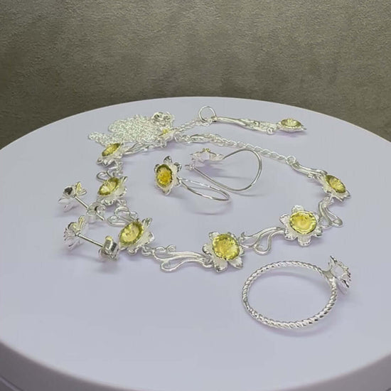 Daffodil Hook Earrings In Sterling Silver With 18 Carat Gold - Twelve Silver Trees