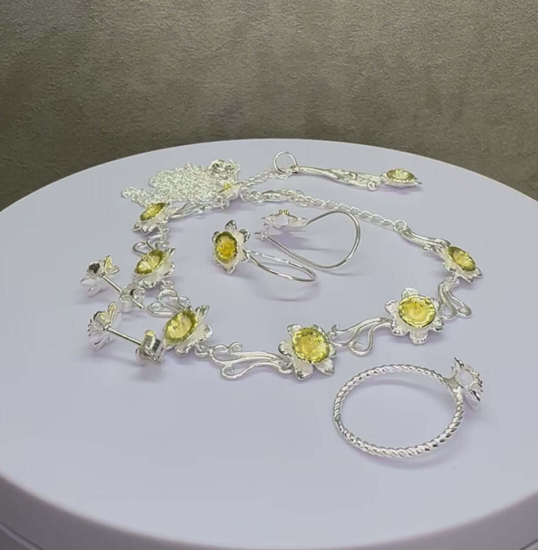 Daffodil Hook Earrings In Sterling Silver With 18 Carat Gold - Twelve Silver Trees