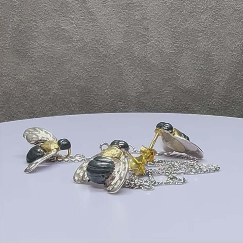 Handmade Sterling Silver Honeybee Bee Pendant - Twelve Silver Trees