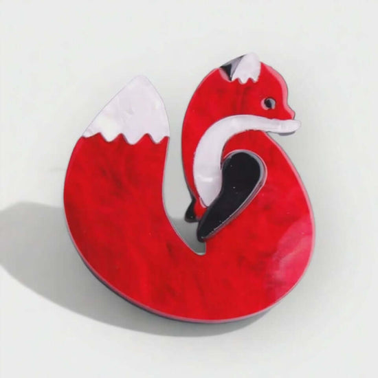 Handmade Acrylic Art Brooch - The Vibrant Fox - Twelve Silver Trees