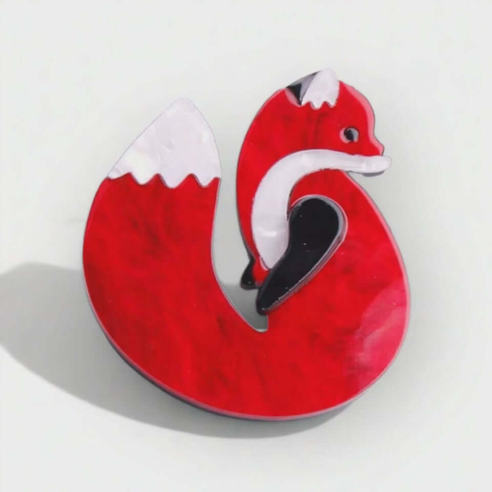 Handmade Acrylic Art Brooch - The Vibrant Fox - Twelve Silver Trees