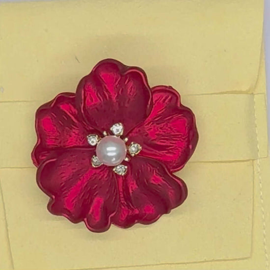 Large Enamel Poppy Brooch - Twelve Silver Trees