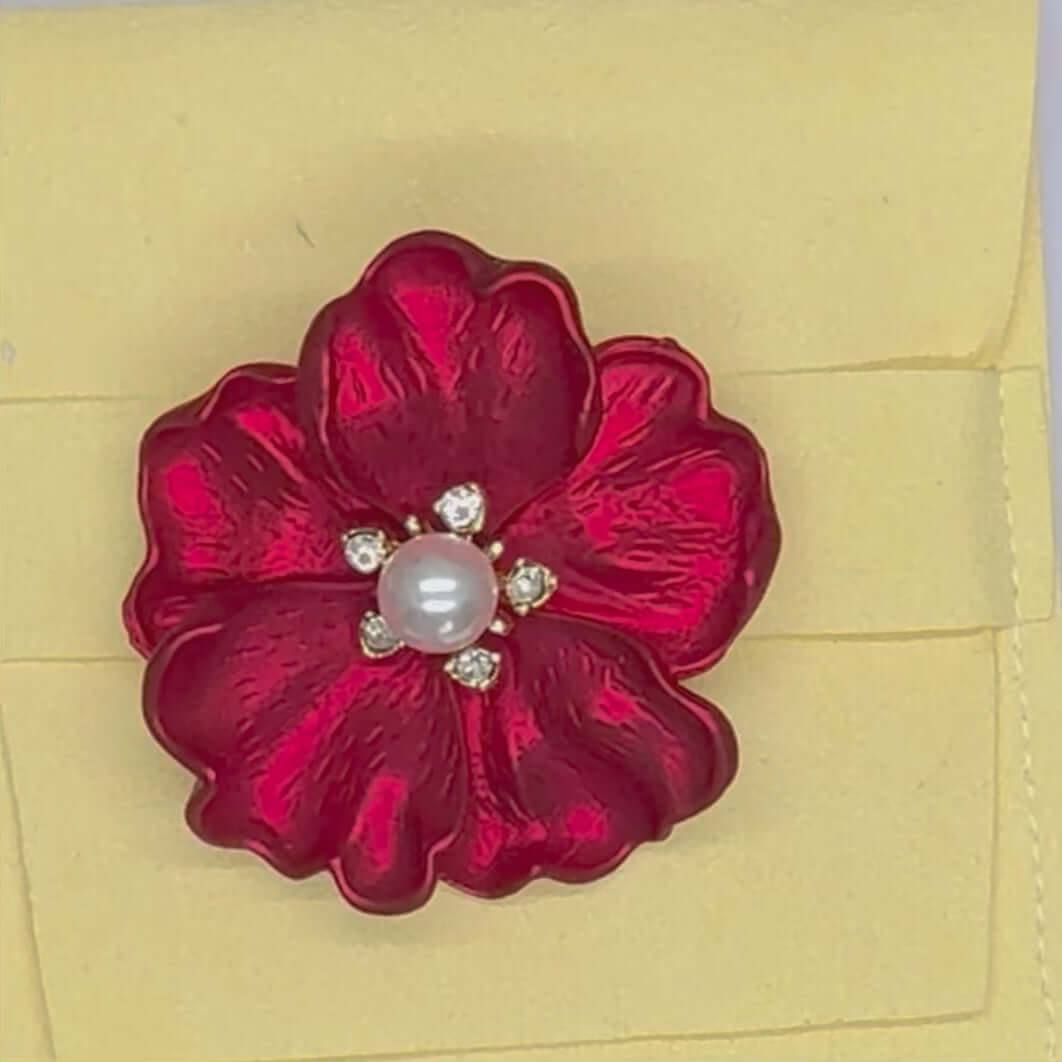 Large Enamel Poppy Brooch - Twelve Silver Trees