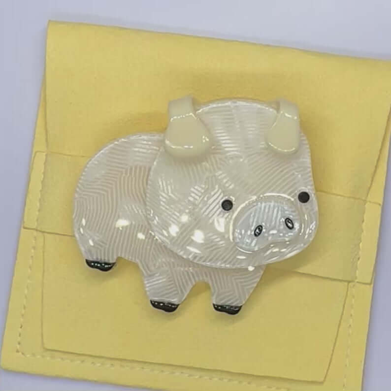 Handmade Acrylic Art Brooch - The Adorable Pig - Twelve Silver Trees