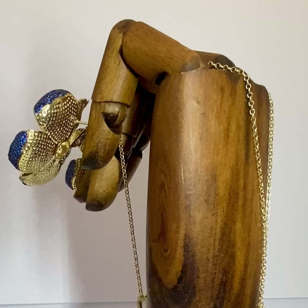 Poppy Flower Sapphire Blue Sterling Silver Earrings - Twelve Silver Trees