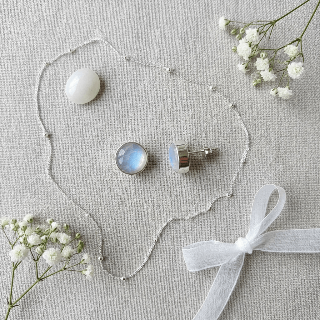 Sunlit Earth Rainbow Moonstone Sterling Silver Stud Earrings – 6mm - Twelve Silver Trees