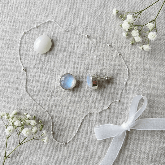 Sunlit Earth Rainbow Moonstone Sterling Silver Stud Earrings – 6mm - Twelve Silver Trees