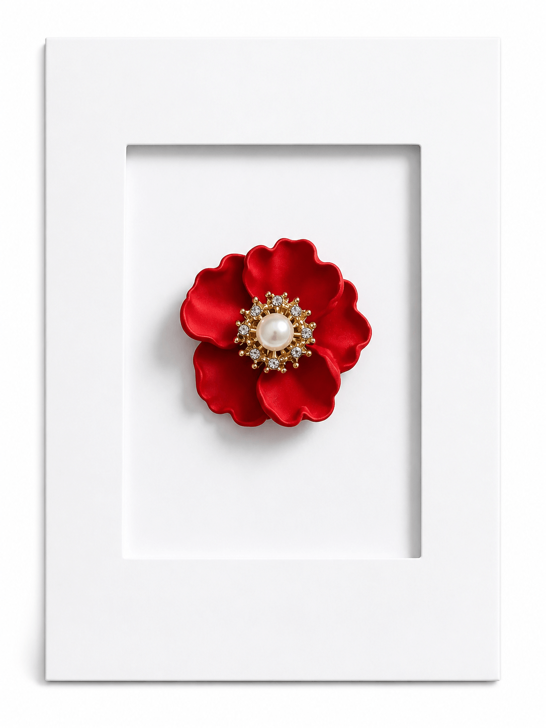 Red Poppy Keepsake Card – Pearl & Crystal Brooch - Twelve Silver Trees