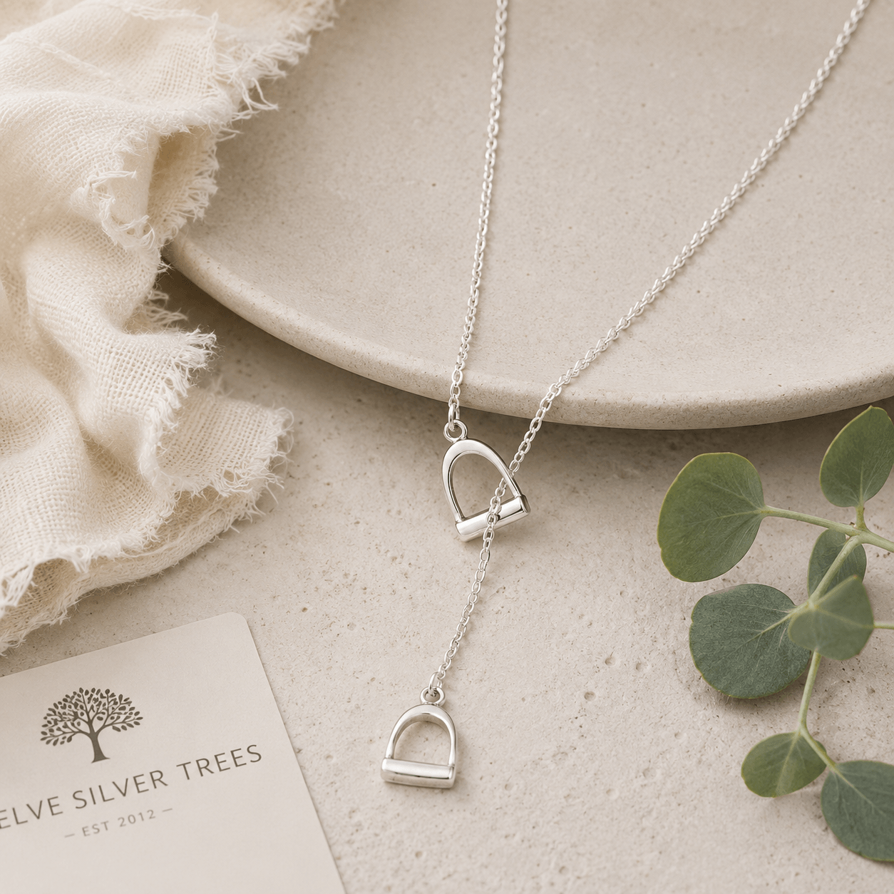 Sterling Silver Stirrup Drop Necklace – Small - Twelve Silver Trees