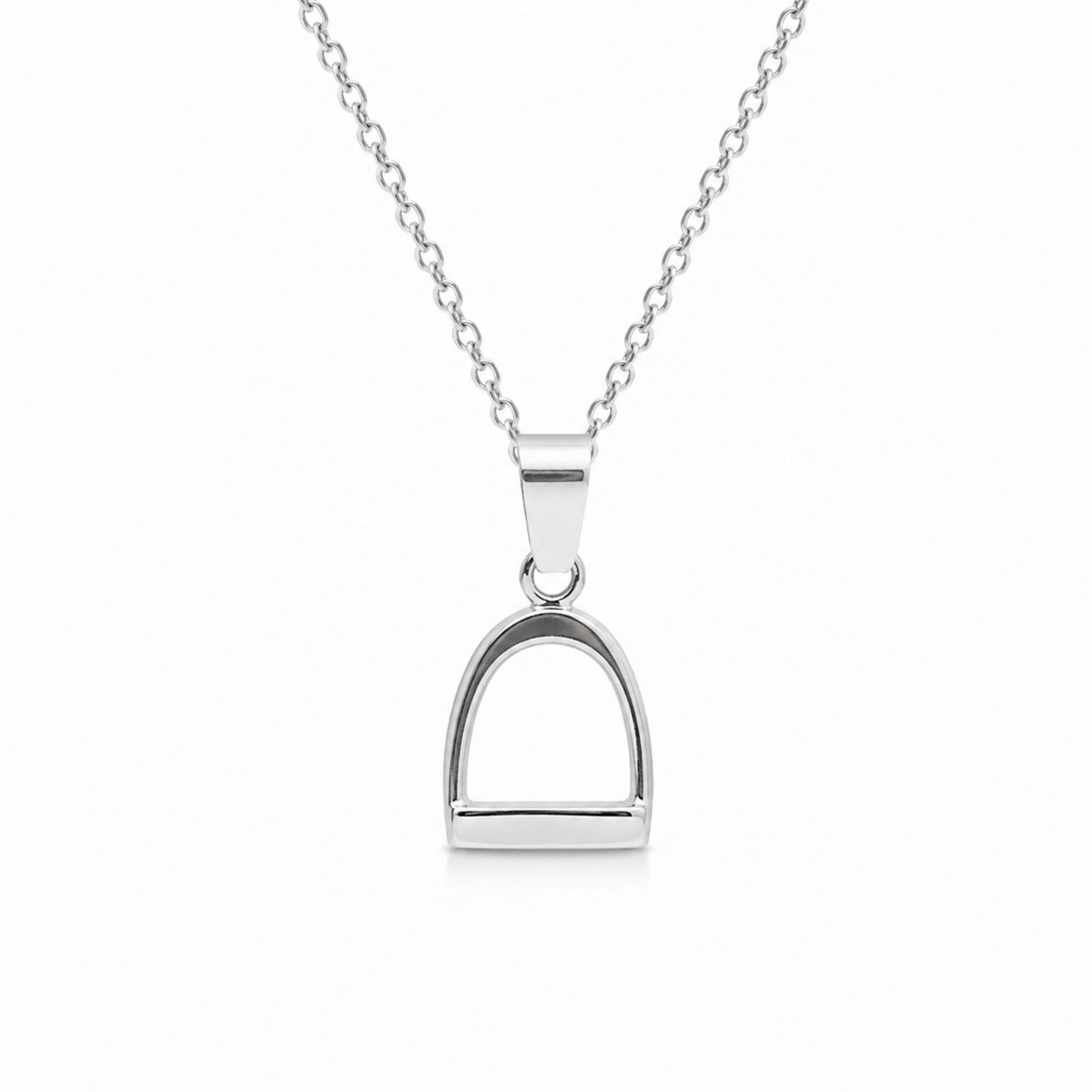 Small sterling silver stirrup pendant necklace with sterling silver chain, equestrian jewellery for horse lovers From Twelve Silver Trees 