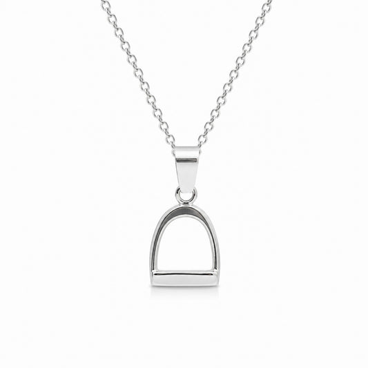 Small sterling silver stirrup pendant necklace with sterling silver chain, equestrian jewellery for horse lovers From Twelve Silver Trees 