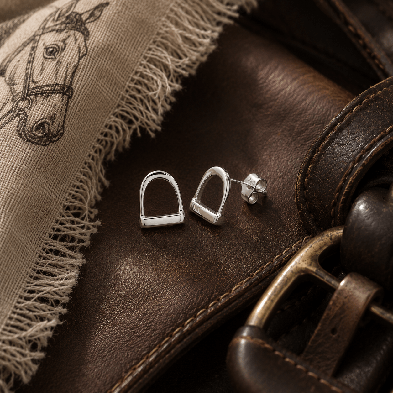 Sterling Silver Stirrup Stud Earrings – Small - Twelve Silver Trees