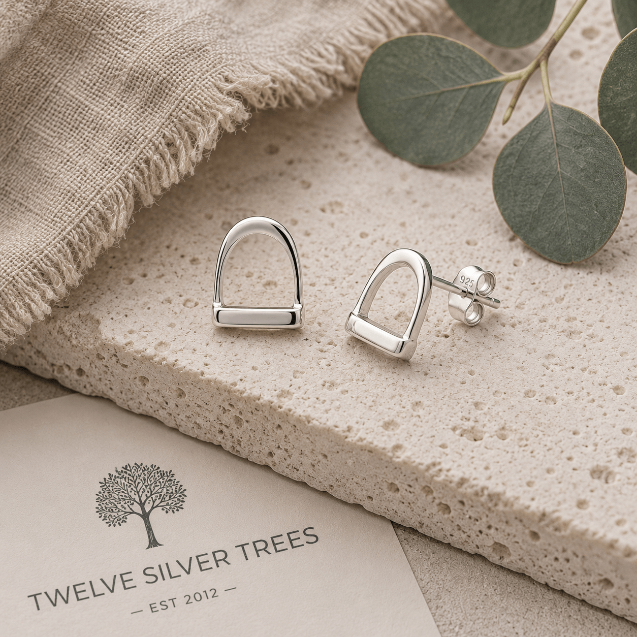 Sterling Silver Stirrup Stud Earrings – Small - Twelve Silver Trees
