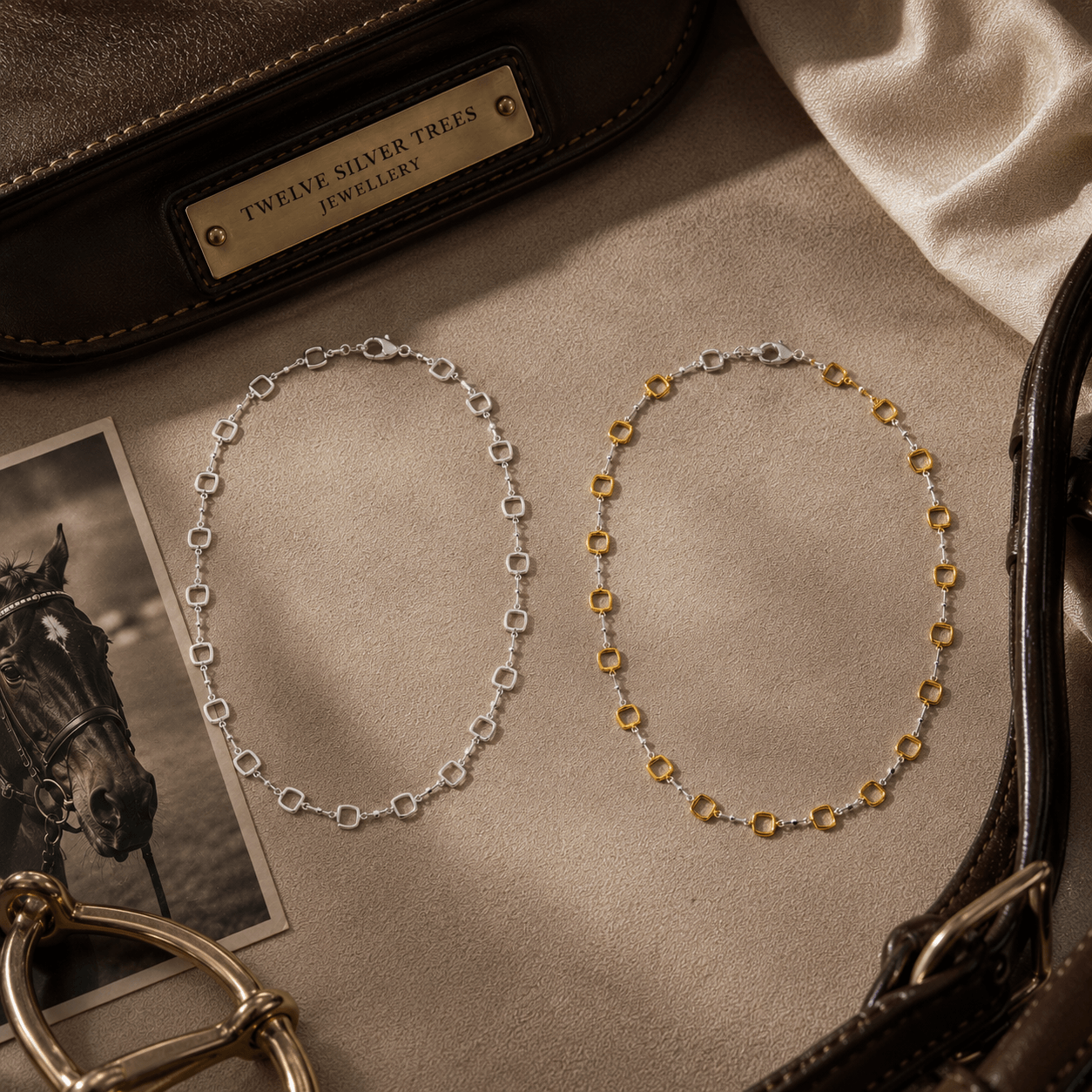 Continuous Snaffle Necklace in Sterling Silver & 18ct Gold Vermeil - Twelve Silver Trees