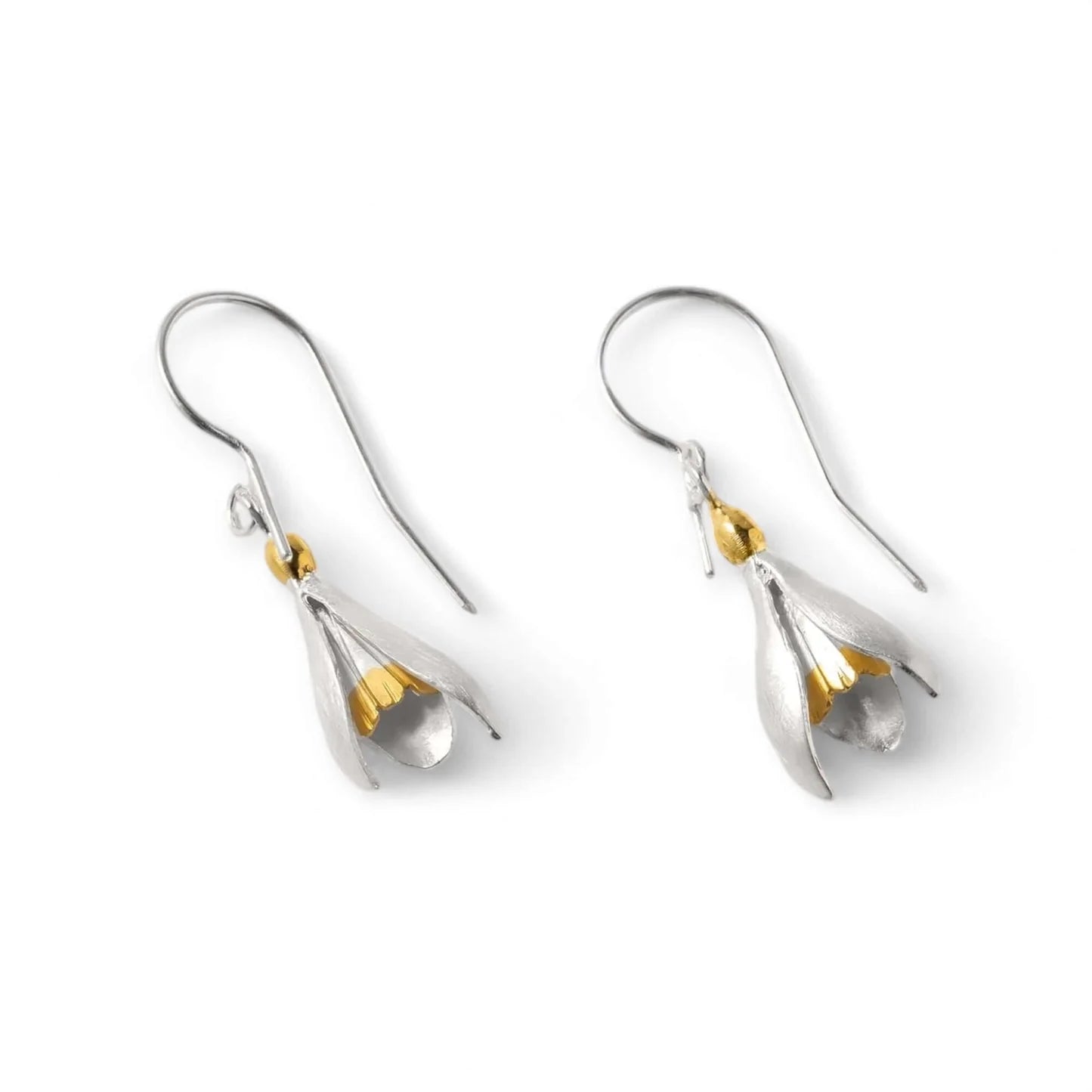 Snowdrop Earrings in Sterling Silver & Gold - Twelve Silver Trees