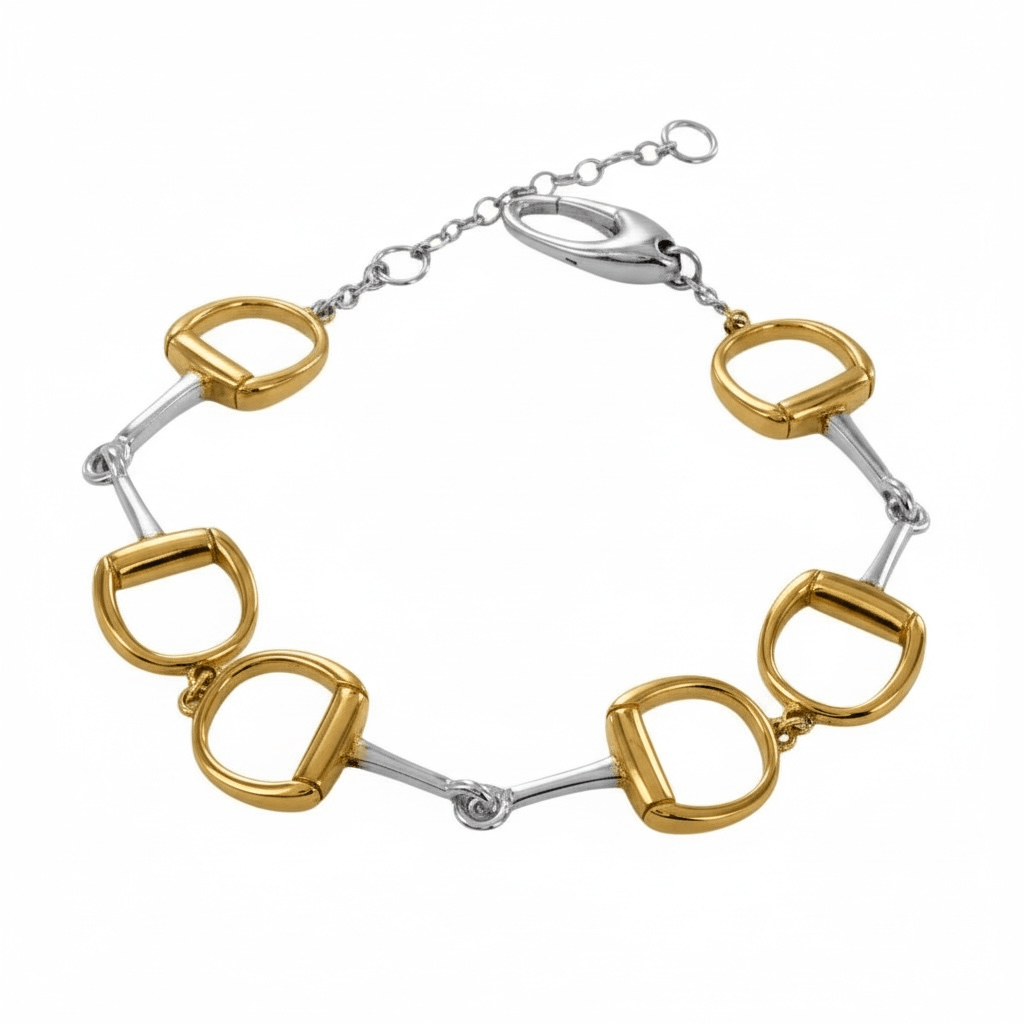 Signature Sterling Silver & 18ct Gold Vermeil Chunky Snaffle Bracelet - Twelve Silver Trees