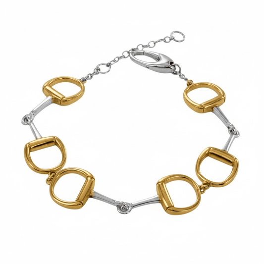 Signature Sterling Silver & 18ct Gold Vermeil Chunky Snaffle Bracelet - Twelve Silver Trees