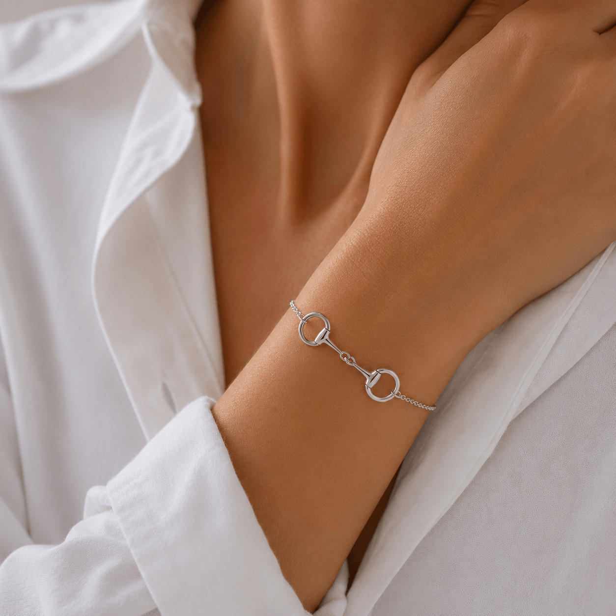 Sterling Silver Classic Eggbutt Snaffle Bracelet - Twelve Silver Trees