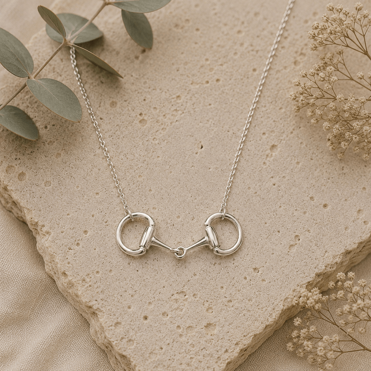Sterling Silver Classic Eggbutt Snaffle Necklace - Twelve Silver Trees
