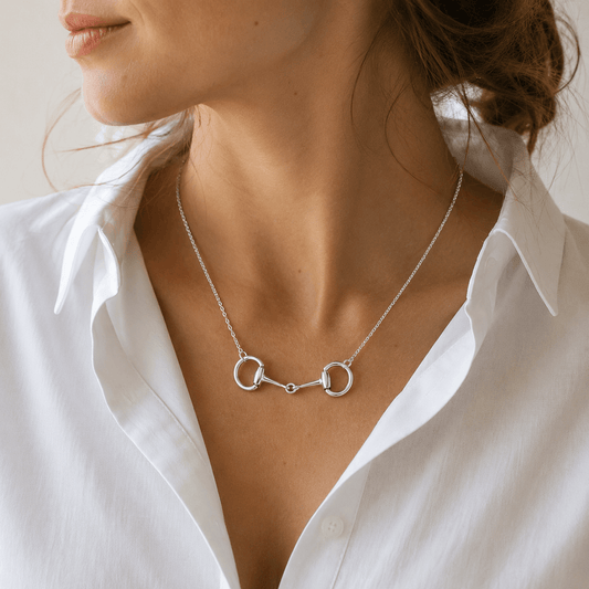 Sterling Silver Classic Eggbutt Snaffle Necklace - Twelve Silver Trees