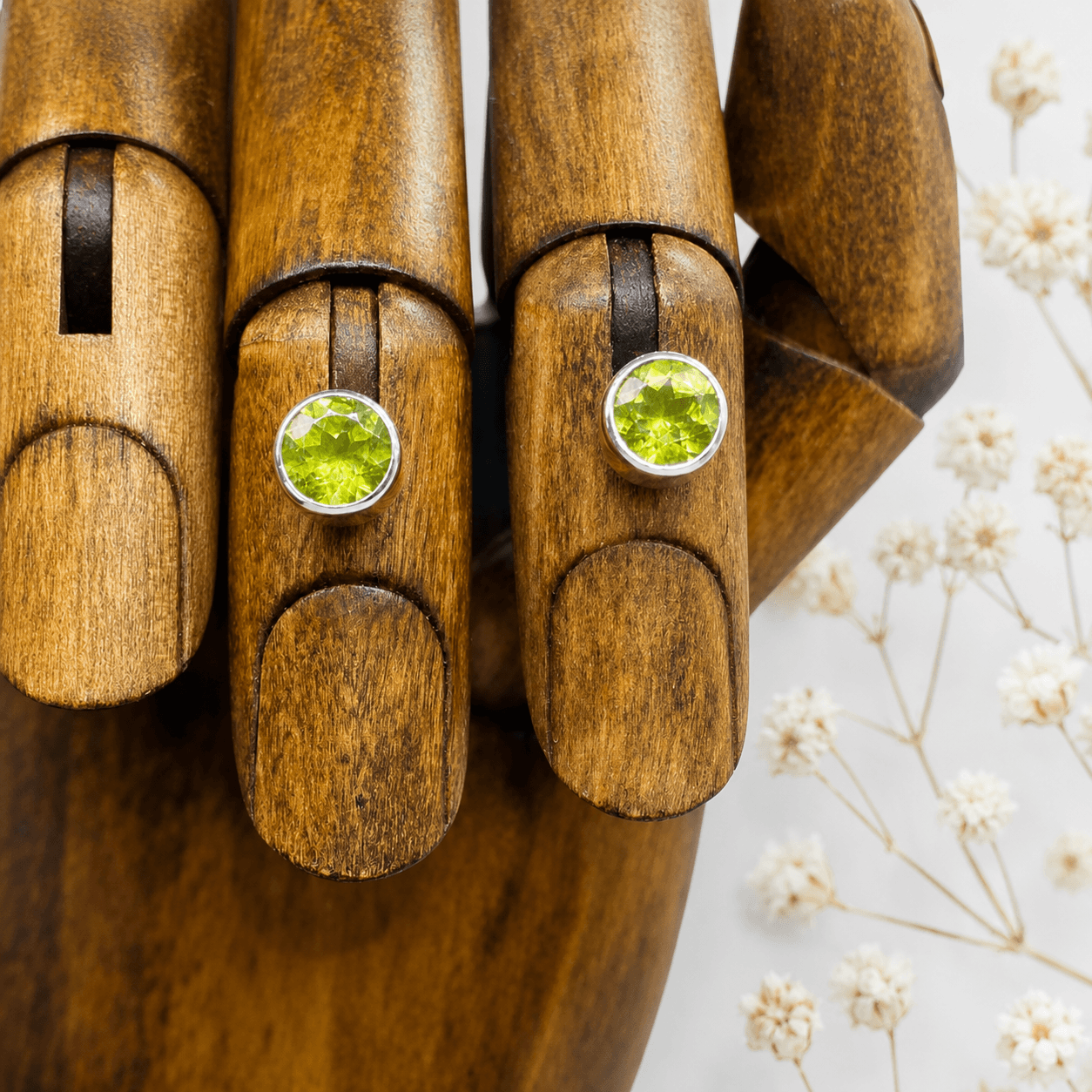 Sunlit Earth Natural Peridot Sterling Silver Stud Earrings – 6mm - Twelve Silver Trees