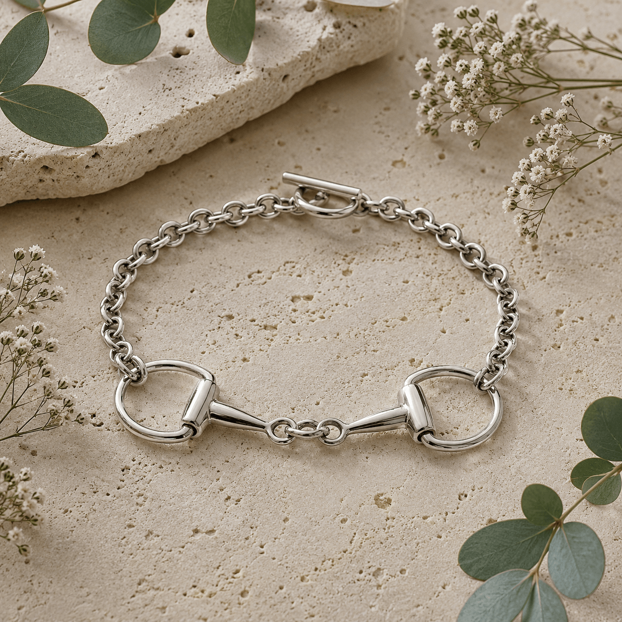Sterling Silver Eggbutt Single Snaffle Bracelet - Twelve Silver Trees
