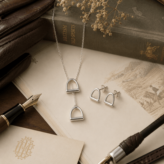 Small Sterling Silver Stirrup Necklace & Earring Set - Twelve Silver Trees