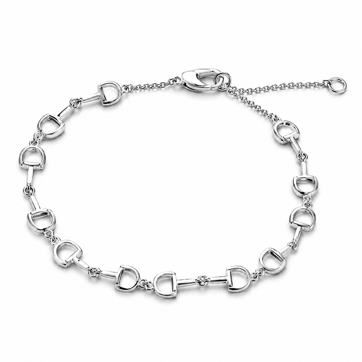 Continuous Sterling Silver Snaffle Link Bracelet - Twelve Silver Trees