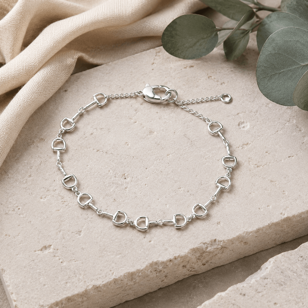 Continuous Sterling Silver Snaffle Link Bracelet - Twelve Silver Trees