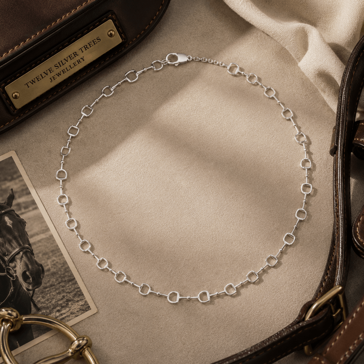 Continuous Snaffle Necklace in Solid Sterling Silver - Twelve Silver Trees