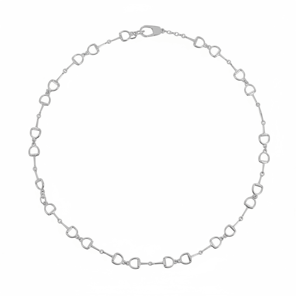 Continuous Snaffle Necklace in Solid Sterling Silver - Twelve Silver Trees