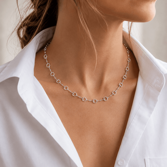 Continuous Snaffle Necklace in Solid Sterling Silver - Twelve Silver Trees