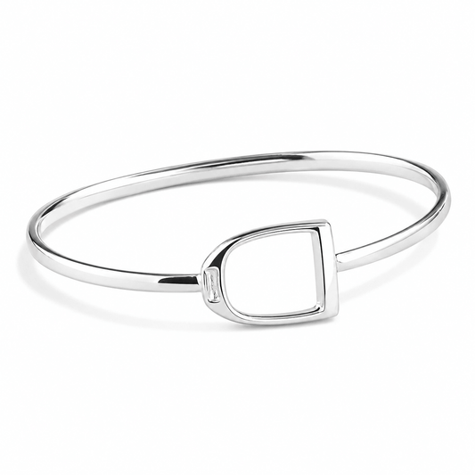 Handcrafted Sterling Silver Stirrup Bangle - Twelve Silver Trees