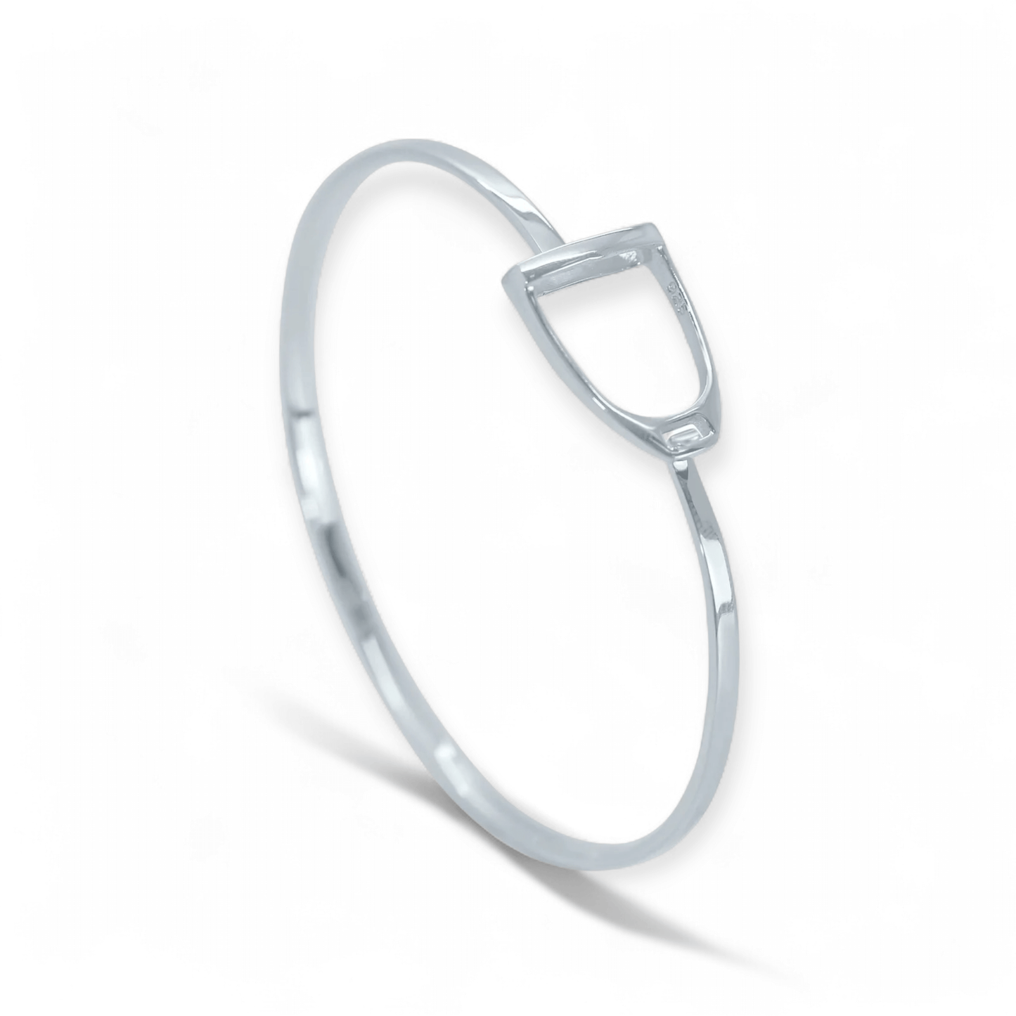 Handcrafted Sterling Silver Stirrup Bangle - Twelve Silver Trees