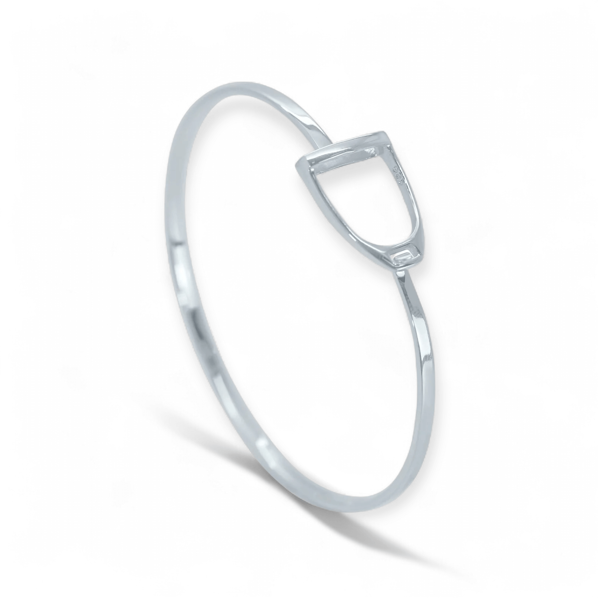 Handcrafted Sterling Silver Stirrup Bangle - Twelve Silver Trees