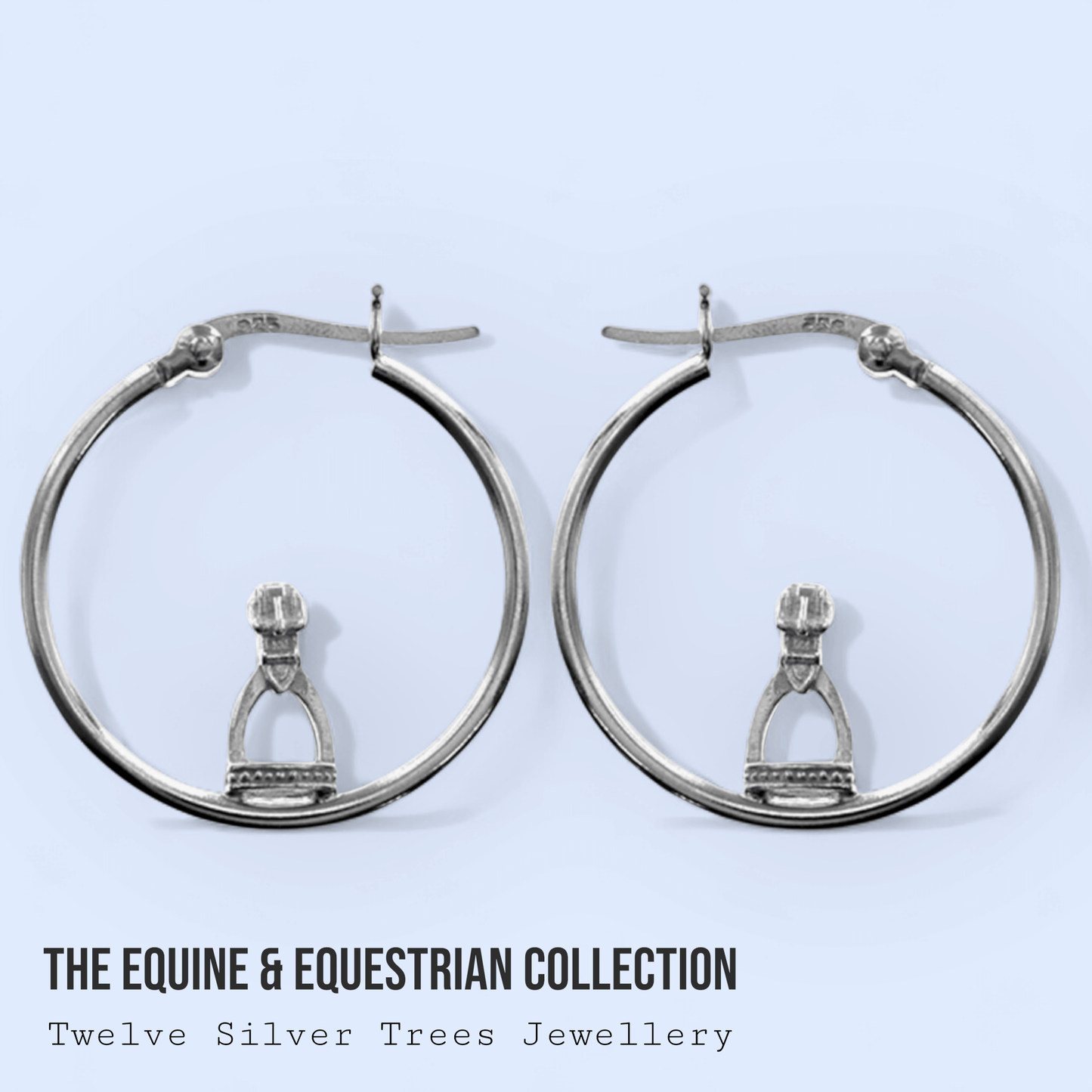 Sterling Silver Equestrian Stirrup Hoop Earrings - Twelve Silver Trees
