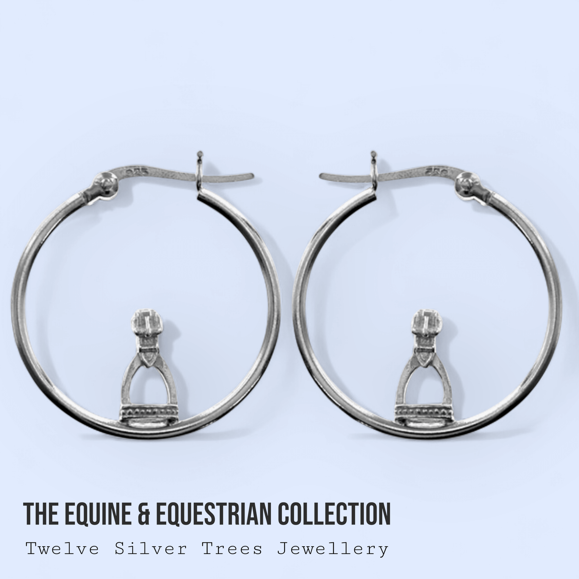 Sterling Silver Equestrian Stirrup Hoop Earrings - Twelve Silver Trees