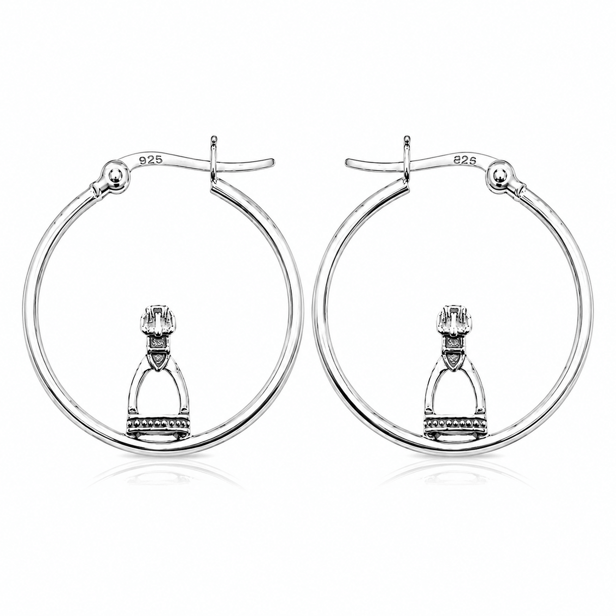 Sterling Silver Equestrian Stirrup Hoop Earrings - Twelve Silver Trees