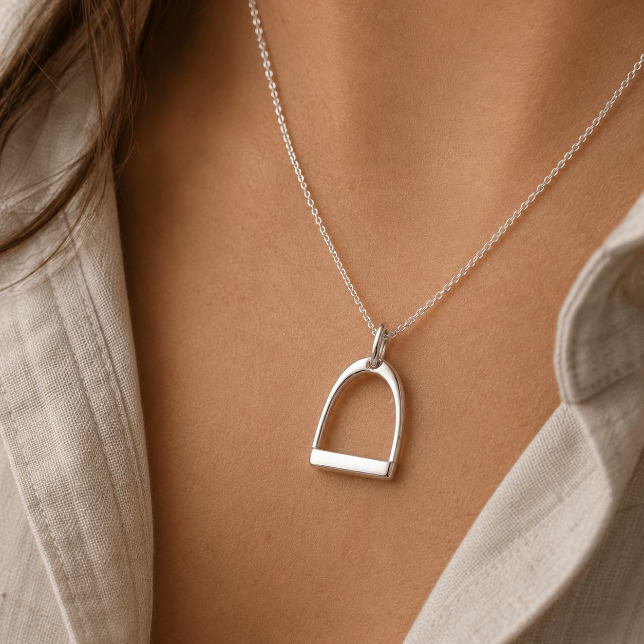 Handcrafted Sterling Silver Stirrup Pendant - Twelve Silver Trees