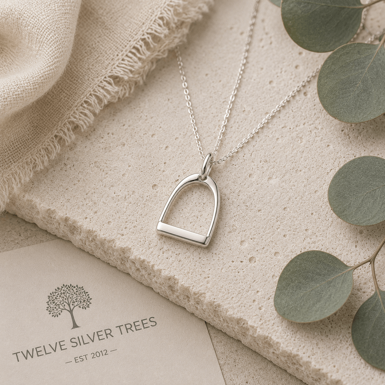 Handcrafted Sterling Silver Stirrup Pendant - Twelve Silver Trees