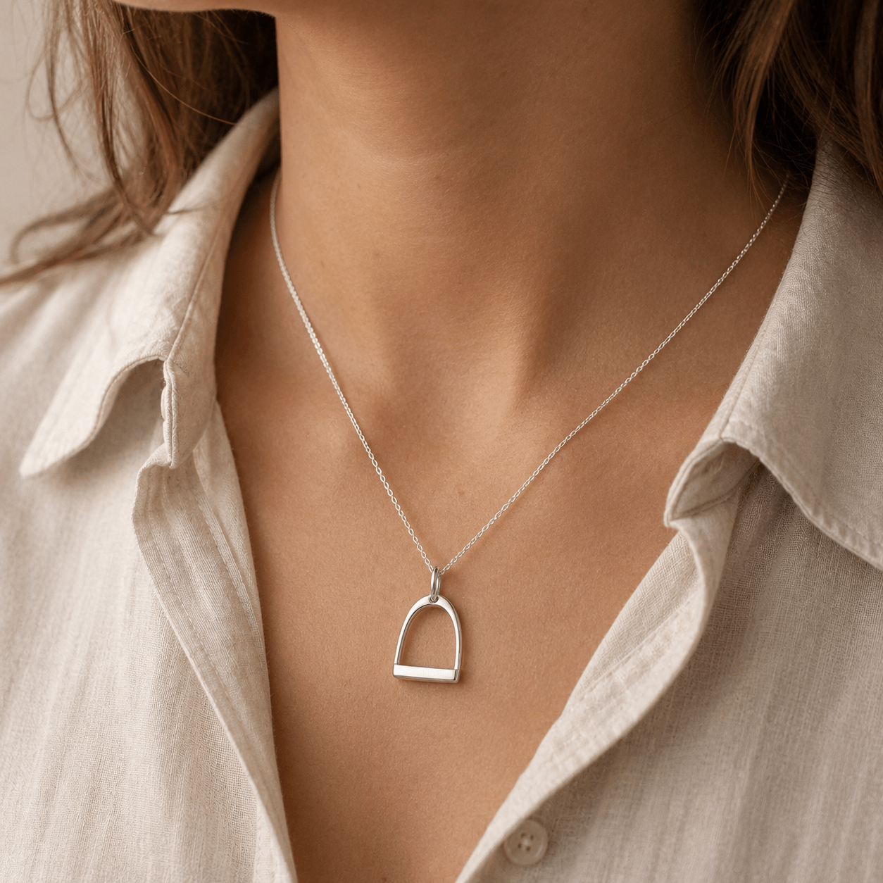 Handcrafted Sterling Silver Stirrup Pendant - Twelve Silver Trees
